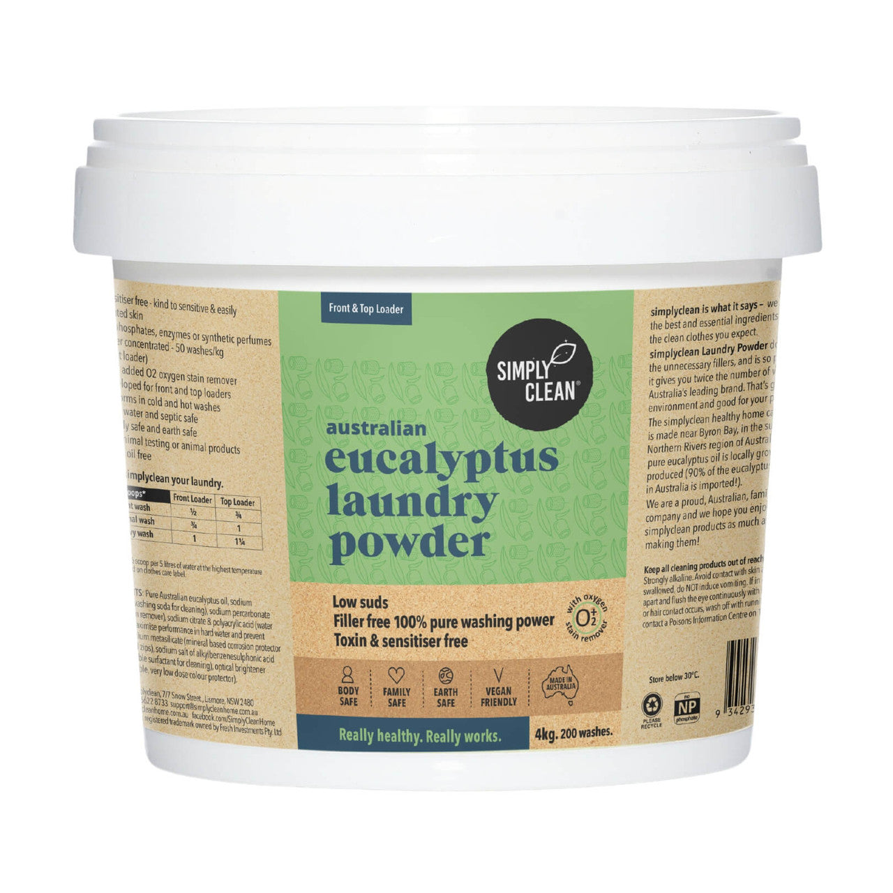 Eucalyptus Laundry Powder (FRONT & TOP) 1KG = 50 Washes